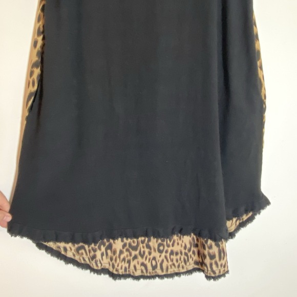 Umgee Dress Womens Small Black Leopard Linen Boho Fringe Hem Pockets Casual Nice - Picture 8 of 16